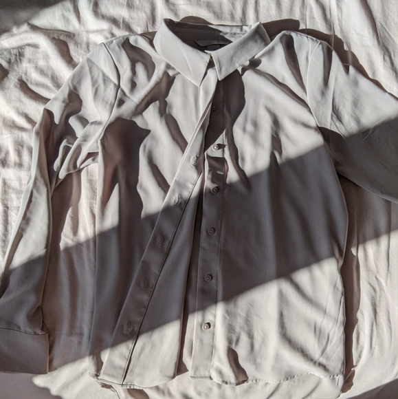 Grey satin button up top - Picture 2 of 7